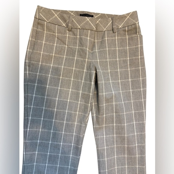 Express Women's Columnist Gray Check Printed Straight Leg Trouser Pant Size 00R - Picture 2 of 6